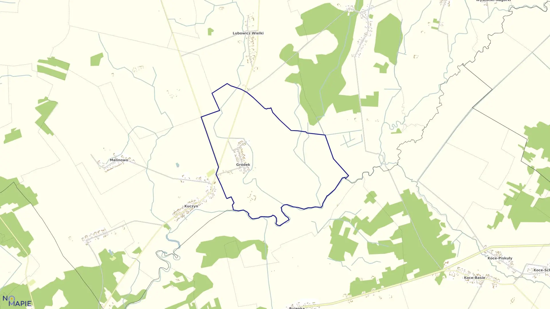 Mapa obrębu GRÓDEK w gminie Klukowo