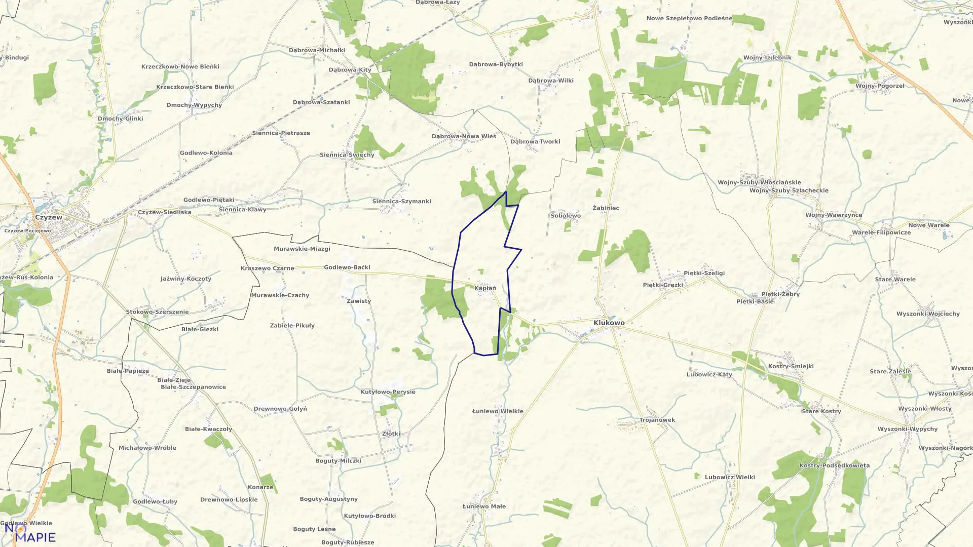 Mapa obrębu KAPŁAŃ w gminie Klukowo