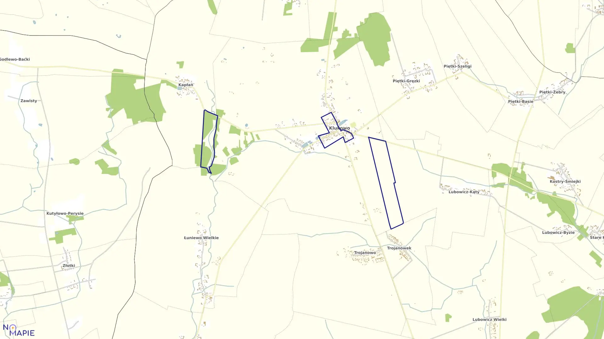 Mapa obrębu KLUKOWO w gminie Klukowo