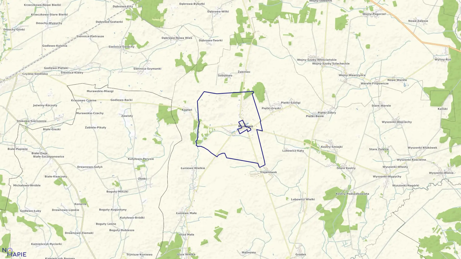 Mapa obrębu KLUKOWO-KOLONIA w gminie Klukowo
