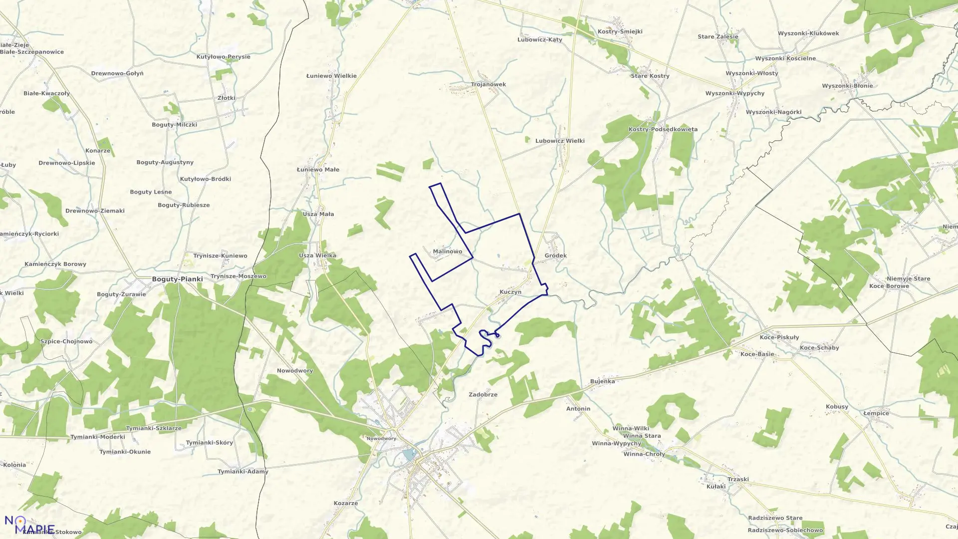 Mapa obrębu KUCZYN w gminie Klukowo